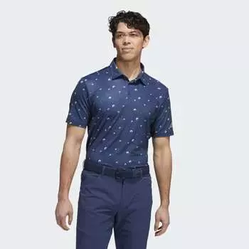 Мужская рубашка adidas Ultimate365 Allover Print Polo Shirt (Синяя)