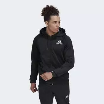 Мужская толстовка adidas AEROREADY Game and Go Small Logo Full-Zip Hoodie (Черная)