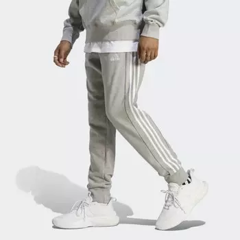 Мужские брюки adidas Essentials French Terry Tapered Cuff 3-Stripes Pants (Серые)