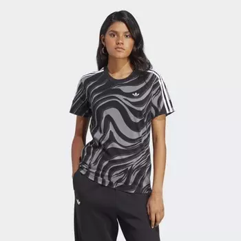Женская футболка adidas Abstract Allover Animal Print Tee (Черная)