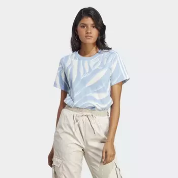 Женская футболка adidas Abstract Allover Animal Print Tee (Синяя)