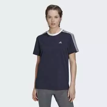 Женская футболка adidas Essentials 3-Stripes Tee (Синяя)