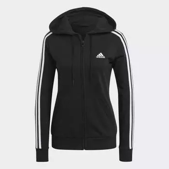 Женская толстовка adidas Essentials French Terry 3-Stripes Full-Zip Hoodie (Черная)