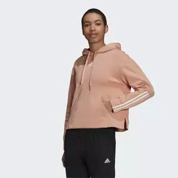 Женская толстовка adidas Essentials Relaxed 3-Stripes Hoodie (Розовая)