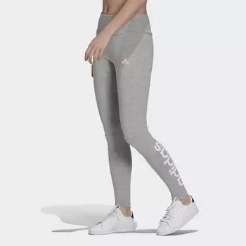 Женские леггинсы adidas LOUNGEWEAR ESSENTIALS HIGH-WAISTED LOGO LEGGINGS (Серые)