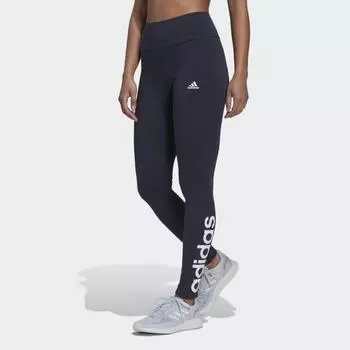 Женские леггинсы adidas LOUNGEWEAR ESSENTIALS HIGH-WAISTED LOGO LEGGINGS (Синие)