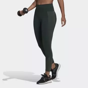 Женские леггинсы adidas Optime Training Shiny Full Length Leggings (Зеленые)