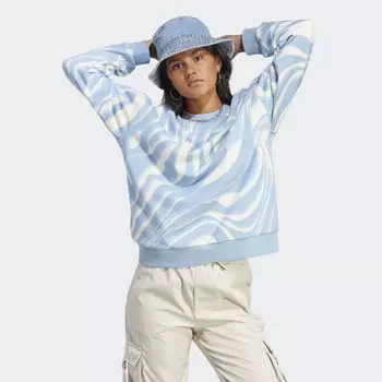 Женский свитшот adidas Abstract Allover Animal Print Sweatshirt (Синий)