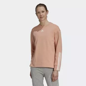 Женский свитшот adidas Essentials Relaxed 3-Stripes Sweatshirt (Розовый)