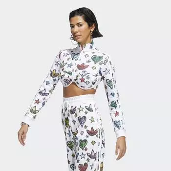 Женский топ adidas Jeremy Scott Monogram Crop Track Top (Белый)