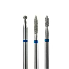 Набор из 3 алмазных фрез 803/805 (шар, пламя, пламя), d-2,1 мм. (Средние)