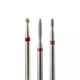 Набор из 3 алмазных фрез 803 (шар, пламя, олива), d-1,6 мм. (Тонкие)