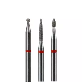 Набор из 3 алмазных фрез 805 (шар, пламя, олива), d-1,6 мм. (Тонкие)