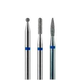 Набор из 3 алмазных фрез 805 (шар, торпеда, пламя), d-1,8 мм. (Средние)