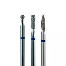Набор из 3 алмазных фрез 805 (шар, торпеда, пламя,), d-2,3 мм. (Средние)