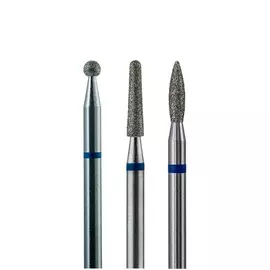 Набор из 3 алмазных фрез 805 (шар, конус закр., пламя), d-2,3 мм. (Средние)