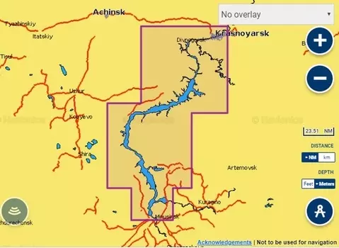 Карты Navionics Россия 5G764S Красноярское водохранилище