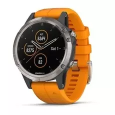 Спортивный навигатор Garmin FENIX 5 PLUS SAPPHIRE титановый с оранжевым ремешком (010-01988-05)