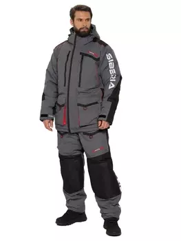 Зимний костюм для рыбалки Siberia -45°С (Серый/черный, Breathable) Huntsman