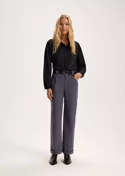 Брюки с высокой посадкой из хлопкового вельвета NICEONE