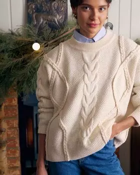 Фактурный свитер с косами из шерсти NICEONE