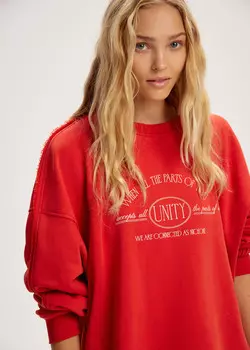 Объемный свитшот из хлопка в стиле гранж NICEONE