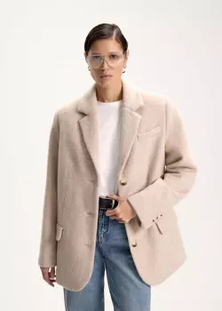 Пальто-жакет из шерсти с добавлением альпаки и шелка NICEONE