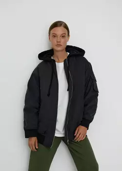 Бомбер со съемным капюшоном NICEONE [Черный, M]