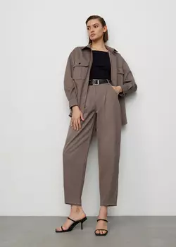 Брюки - бананы из плотного хлопка NICEONE [Какао, XS]