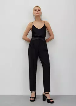 Брюки с атласным поясом NICEONE [Черный, S]