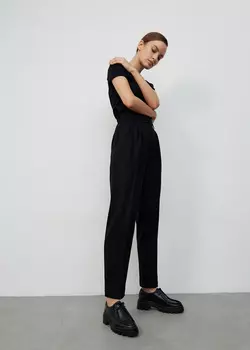 Брюки с завышенной талией NICEONE [Черный в рубчик, M]