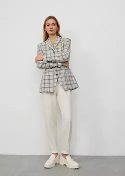 Брюки с завышенной талией NICEONE [Молочный в рубчик, XS]