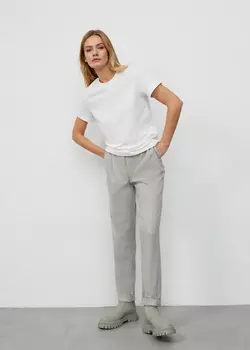 Брюки с завышенной талией NICEONE [Серый в рубчик, S]