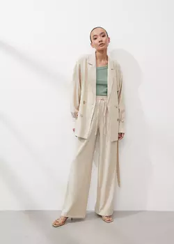 Брюки широкие изо льна NICEONE [Бежевый, M]