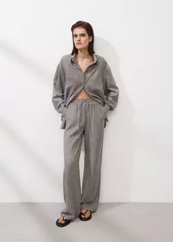 Брюки широкие изо льна NICEONE [Графит, M]