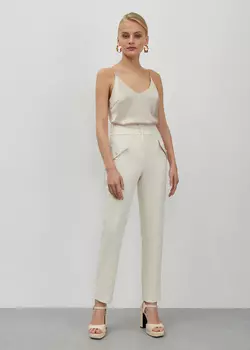 Брюки зауженные с клапанами NICEONE [Молочный, L]