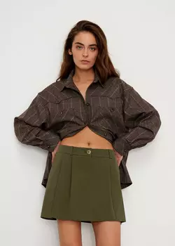 Юбка мини на бедрах NICEONE [Хаки, XS]