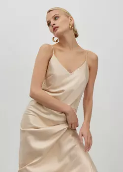 Платье-комбинация с открытой спиной NICEONE [Бежевый, XS]