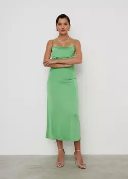 Платье макси со сборкой трикотажное NICEONE [Зеленый, S]