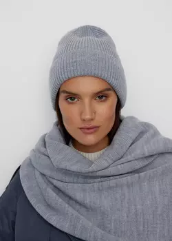 Шапка из шерсти тонкая NICEONE [Светло-серый, One size]