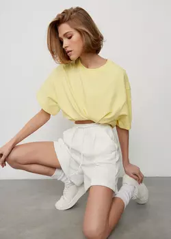 Шорты спортивные со складками NICEONE [Молочный, XS]