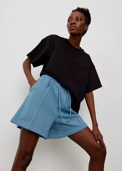 Шорты спортивные со складками NICEONE [Серо-синий, M]