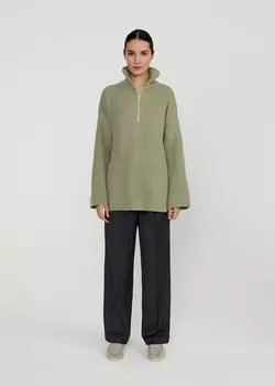 Свитер на молнии удлиненный NICEONE [Оливковый, S]
