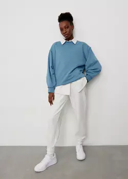 Свитшот со складками на рукавах NICEONE [Серо-синий, M]