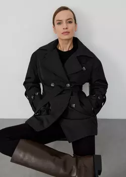 Тренч укороченный утепленный NICEONE [Черный, M]