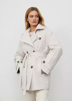 Тренч укороченный утепленный NICEONE [Молочный, M]