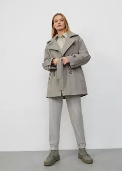 Тренч укороченный утепленный NICEONE [Серо-оливковый, M]
