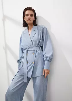 Жакет изо льна NICEONE [Голубой, M]