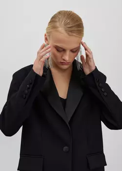 Жакет с атласными лацканами NICEONE [Черный, M]