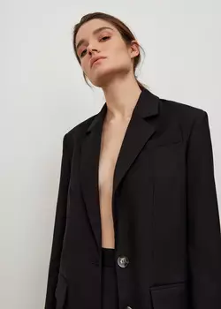 Жакет удлиненный однобортный NICEONE [Черный, M]